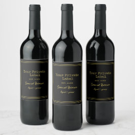 Etiqueta Para Botella De Vino Su Reserva Especial de Etiqueta Privada Negra y Do