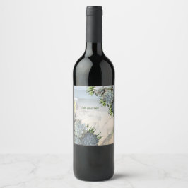 Etiqueta Para Botella De Vino Suculentas tonalidades de azul pálido