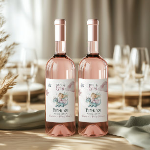 Etiqueta Para Botella De Vino Sueño de Cuento de Hadas Dragón Rosa Fiesta de Beb