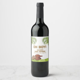 Etiqueta Para Botella De Vino Summer Plam Tree Football Sport Boy Baby Shower