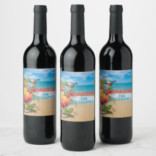 Etiqueta Para Botella De Vino Summertime Personalizado Name Beach Ocean