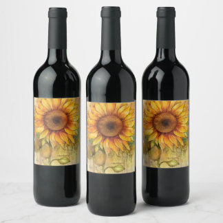 Etiqueta Para Botella De Vino Sunflower