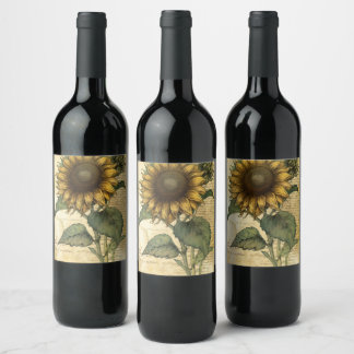 Etiqueta Para Botella De Vino Sunflower