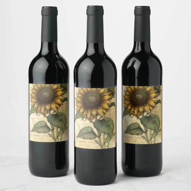 Etiqueta Para Botella De Vino Sunflower (Botellas)