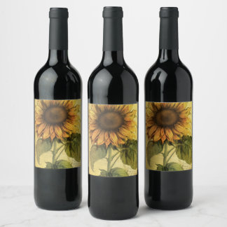 Etiqueta Para Botella De Vino Sunflower