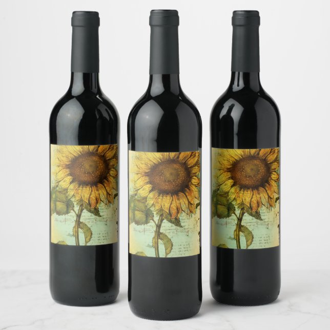 Etiqueta Para Botella De Vino Sunflower (Botellas)