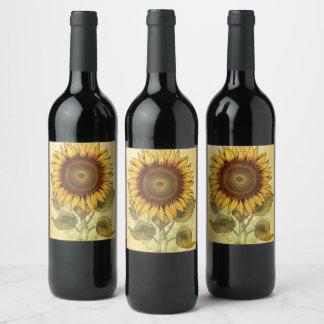 Etiqueta Para Botella De Vino Sunflower