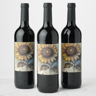 Etiqueta Para Botella De Vino Sunflower