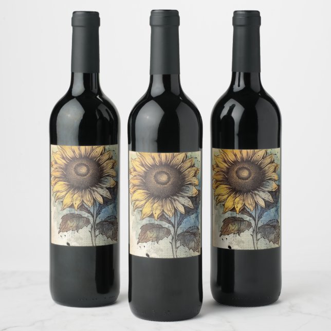 Etiqueta Para Botella De Vino Sunflower (Botellas)