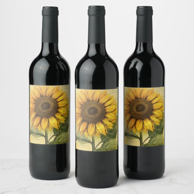 Etiqueta Para Botella De Vino Sunflower (Botellas)