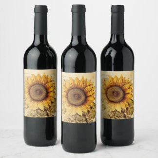 Etiqueta Para Botella De Vino Sunflower