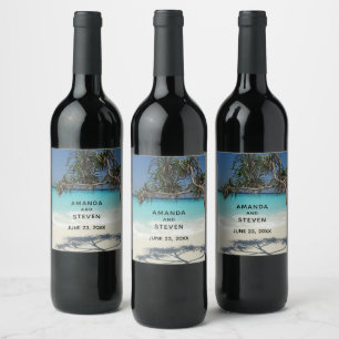 Etiqueta Para Botella De Vino Sunny Tropical Beach Ocean Paradise Boda