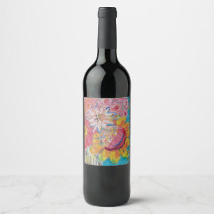 Etiqueta Para Botella De Vino Suns coloridos de Art Sangria de Lydia