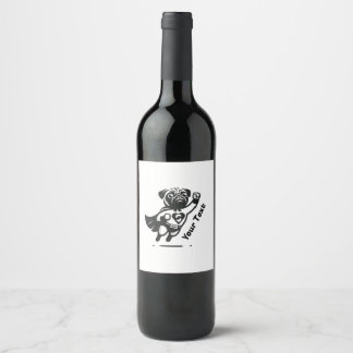 Etiqueta Para Botella De Vino Superhéroe Pug