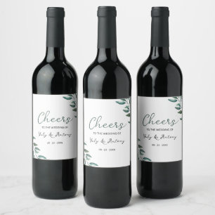 Etiqueta Para Botella De Vino Superposición elegante botánica de eucalipto para 