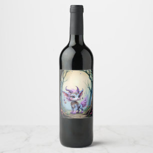 Etiqueta Para Botella De Vino Susurro de Lila – Guardián del Bosque Encantado. 