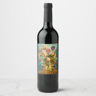 Etiqueta Para Botella De Vino Susurros Mágicos Entre Las Flores