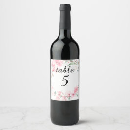 Etiqueta Para Botella De Vino Tabla de números sakura. Etiqueta del vino.