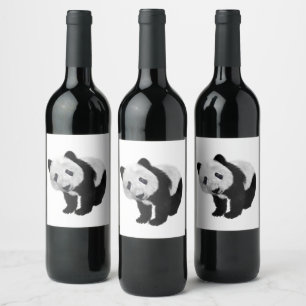 Etiqueta Para Botella De Vino Tabla reservada de Cubo de Panda