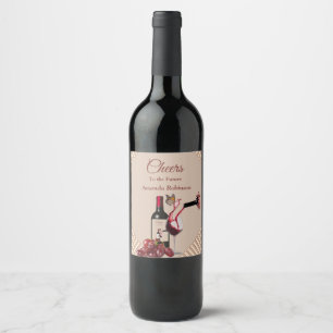 Etiqueta Para Botella De Vino Tan - franjas de tono marsala-vino