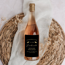 Etiqueta Para Botella De Vino Tapa de graduación de guión de oro negro 2026