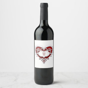 Etiqueta Para Botella De Vino Tarjeta de corazón de encaje delicado