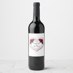 Etiqueta Para Botella De Vino Tarjeta de corazón de encaje delicado