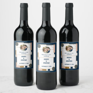 Etiqueta Para Botella De Vino Tarjeta de Invitación de Boda Art Déco Editable co