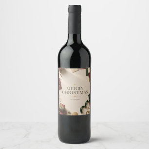 Etiqueta Para Botella De Vino Tarjeta de Navidad, Editorial de Envoltorio de Reg
