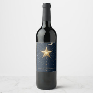 Etiqueta Para Botella De Vino Tarjeta de Navidad Vintage Cielo Nocturno Celestia