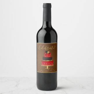 Etiqueta Para Botella De Vino Tarta de terciopelo rojo etiqueta de celebración