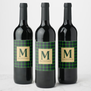 Etiqueta Para Botella De Vino Tartan Monograma M de MacDonald 