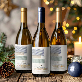 Etiqueta Para Botella De Vino Tartan Twill Merry Christmas Blue ID1141B