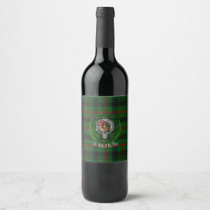 Etiqueta Para Botella De Vino Tartan y Cresta del Clan Escocés Moncrieffe