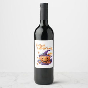 Etiqueta Para Botella De Vino Taza de cerveza de calabaza de Halloween feliz 