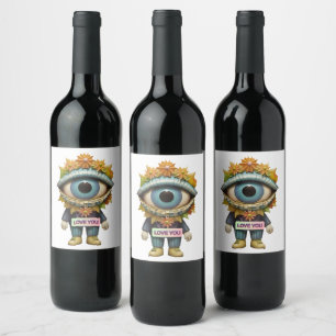 Etiqueta Para Botella De Vino TE AMO-Diseño de Persona Pequeña