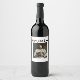 Etiqueta Para Botella De Vino te amo papá día del padre agregar foto nombre simp