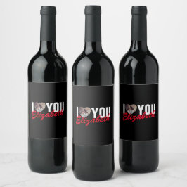Etiqueta Para Botella De Vino Te amo Personalizado foto Corazón y nombre