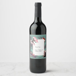 Etiqueta Para Botella De Vino Teal & Blush Wedding Wine Bottle Label