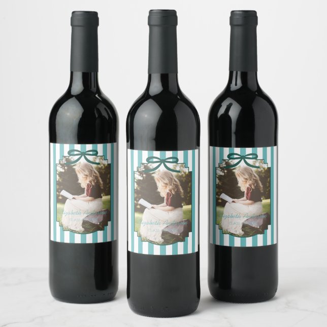 Etiqueta Para Botella De Vino Teal Green Graduation (Botellas)