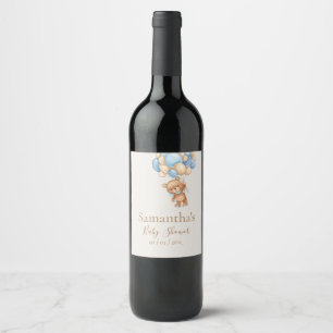 Etiqueta Para Botella De Vino Teddy Bear Balloon Beber ducha de bebé marrón