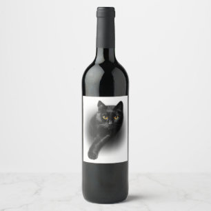 Etiqueta Para Botella De Vino Tee de gatos negros Ojos amarillos T-Shirt