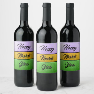 Etiqueta Para Botella De Vino Tema atrevido de Mardi Gras de SlipperyJoe's púrpu
