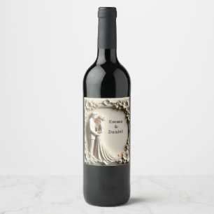 Etiqueta Para Botella De Vino 🤍 Tema de Boda de Novios con Florales Blancos 🤍