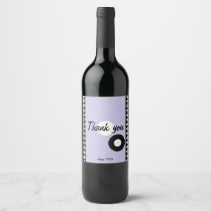 Etiqueta Para Botella De Vino Tema de cuadros morado, negro y blanco de los años
