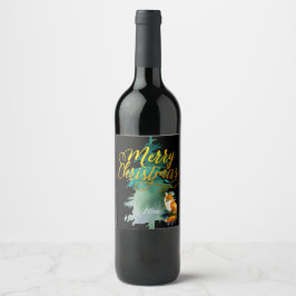 Etiqueta Para Botella De Vino Tema de Woodland con Navidades de Fox Personalizad