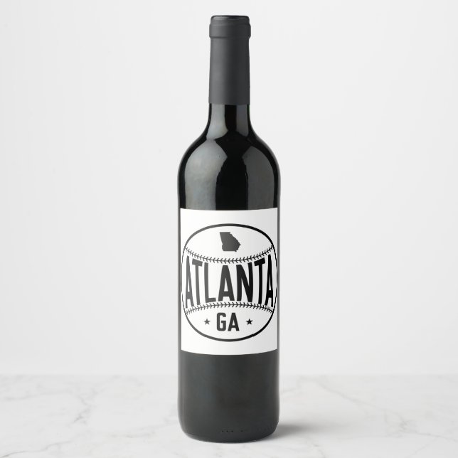 Etiqueta Para Botella De Vino Tema del béisbol de Atlanta (Anverso)