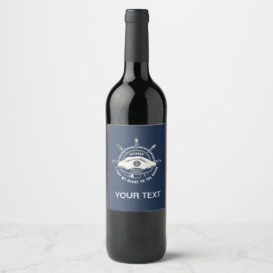 Etiqueta Para Botella De Vino Tema Náutico Azul Marino Tu Texto