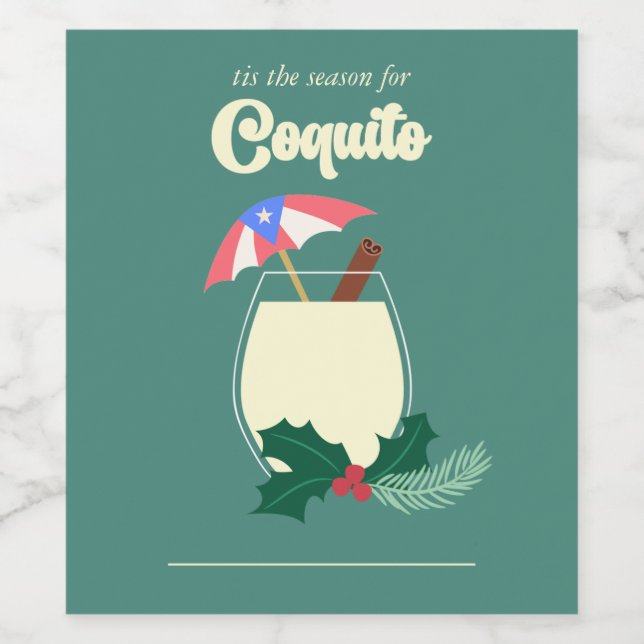 Etiqueta Para Botella De Vino Temporada de Coquito (Etiqueta única)