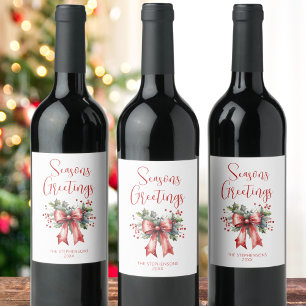 Etiqueta Para Botella De Vino Temporadas modernas saludos Navidades guión bajo